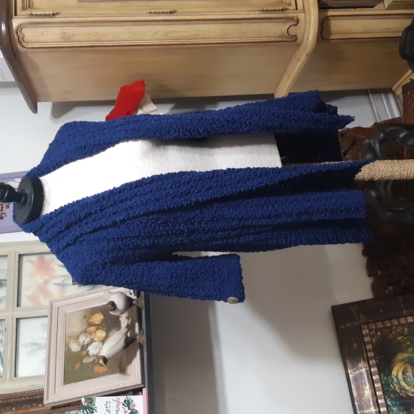 Womens Blue Knit Sweater open front Size Large BCBG MAXAZRIA - Picture 6 of 14